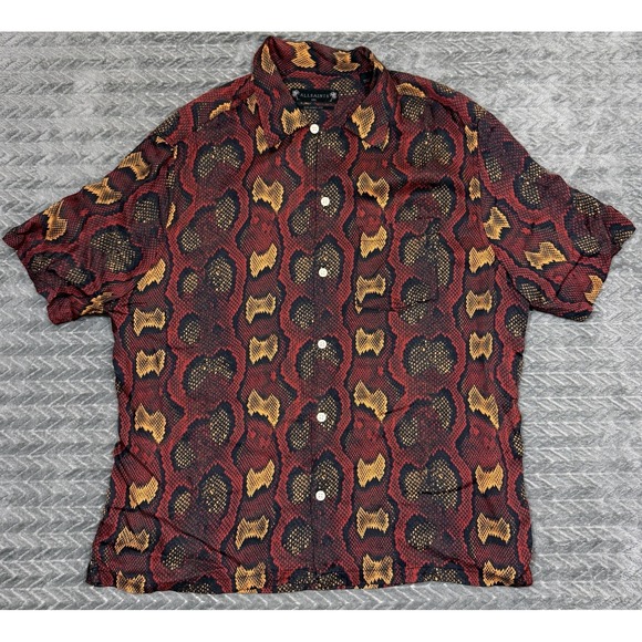 AllSaints Other - AllSaints Shirt Button Up Men 2XL Snake All Over Print Pocket Lightweight Dress